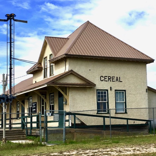 The old train station in Cereal, Alberta, that is now a local museum. 
